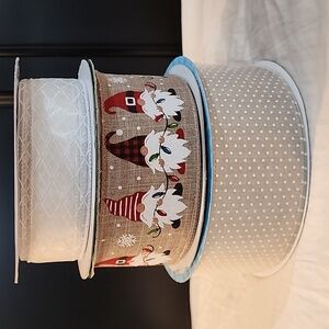 3 Rolls Holiday Kirkland Wire-edged Ribbon, 136 yards approx total